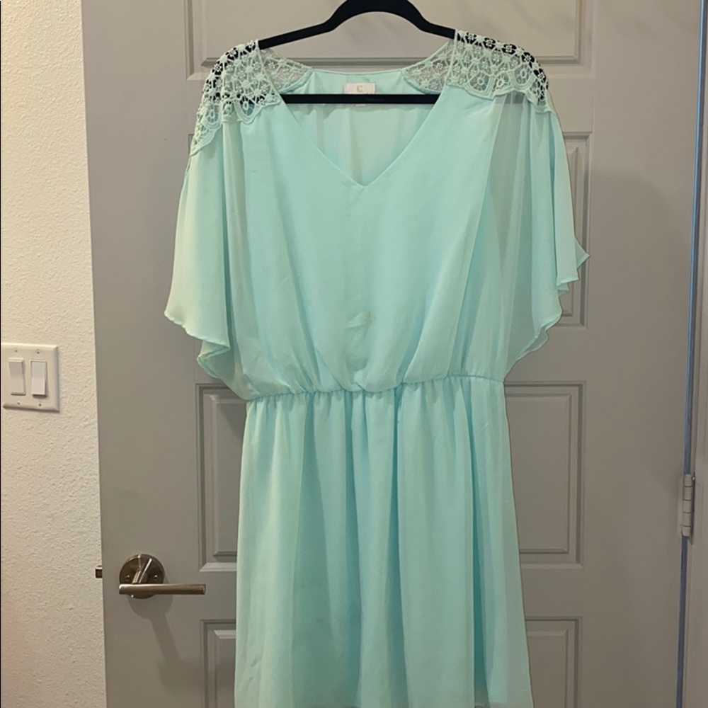 Mint blue dress with lace